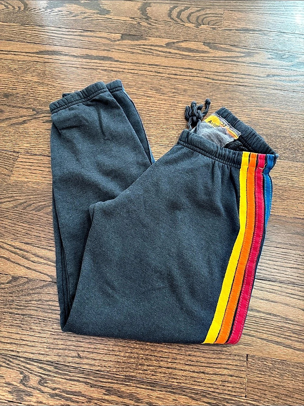 Aviator Nation 5 Stripe Sweatpants Gray Multicolor